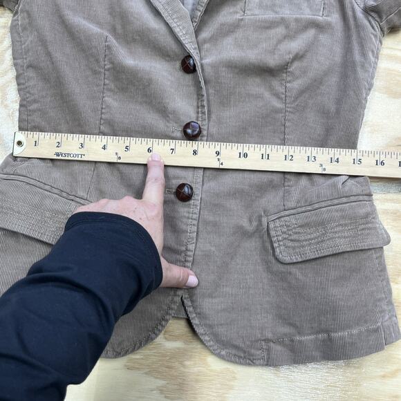 J Crew Corduroy Y2K Blazer Jacket Women's Small Beige Tan Preppy Stretch Boho - Picture 14 of 16